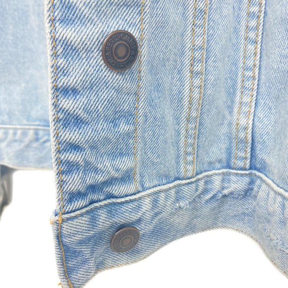 ABERCROMBIE & FITCH NEW YORK Grey Hoodie Distressed Denim Jacket Size S - Picture 8 of 15